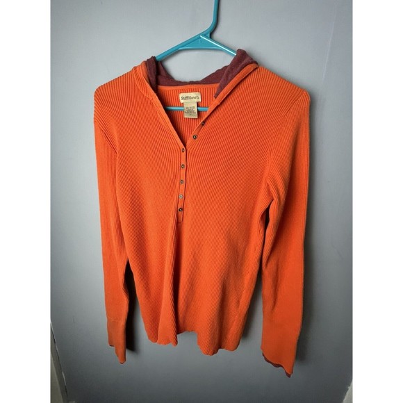 AND Tops - Long Sleeve Orange and Wine Henley Hoodie. women's size large
